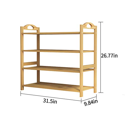 UDEAR Bamboo Shoe Rack 4-Tier Shoe Storage Organizer Entryway Shoe Shelf - size: 4-Tier