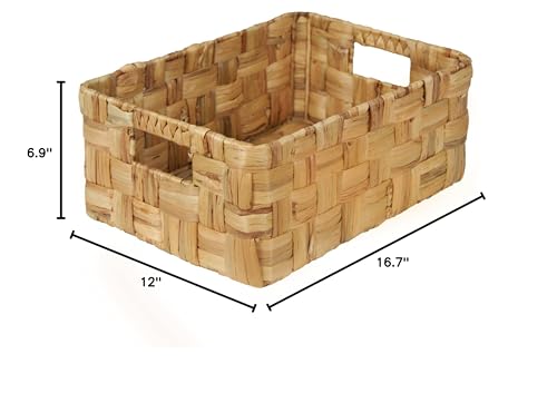 Vatima Jumbo Wicker Storage Basket, Large Hyacinth Organizer, 16.9x12.1x7.1H Inches - Ideal for Home Shelving and Pantry Storage - color: Water Hyacinth, size: Jumbo - Wide Weave (16.9"L x 12.1"W x 7.1"H)