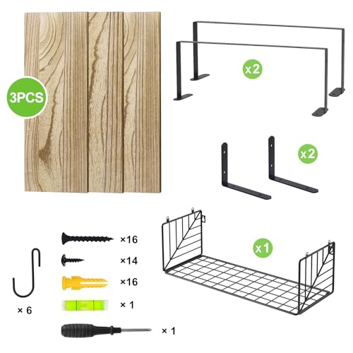 Fixwal Bathroom Floating Shelves Over Toilet Wall Shelves Set with Towel Storage Rack for Bathroom Organization & Wall Decor(Rustic Brown)