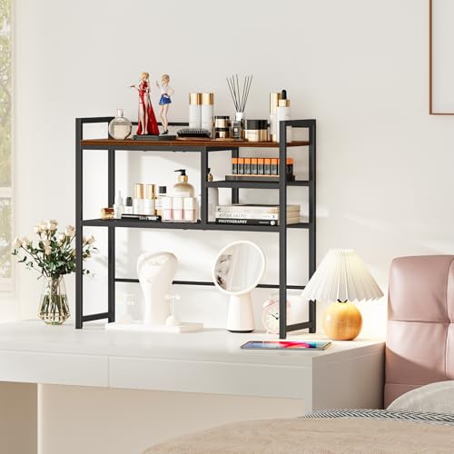 Snughome 31.9" Desk Shelf, Desktop Organizer Shelf, Desk Hutch Dorm, 3-Tier Desk Display Rack, Desktop Bookshelf, Multipurpose Wood Desk Organizer Storage Rack for Home Office Dorm - size: 31.9"