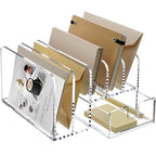 SANRUI Desk Organizers and Accessories, Acrylic Mail Organizer Countertop, 5-Slots File Sorter with Drawer, Desktop Organizer for Office Supplies - style: 5 Sections With Drawer