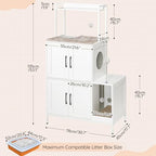 HOOBRO Litter Box Enclosure, Litter Box Furniture with Storage, 2-in-1 Hidden Cat Furniture with Shelf, 2 Dangling Plush Balls and 1 Toy Ball, Large Wooden Cat Washroom, White WT78MW01 - color: White