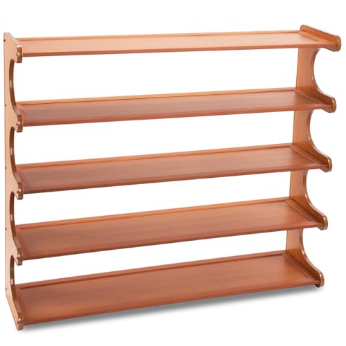 Shoe Rack,5 Tier Shoe Organizer Storage Shelf,Bamboo Narrow Shoe Closet,Small Space Shoe Rack,for Entryway Closet 30.7×7.48×25.98inch - size: 5 Tier-30.7" Wide