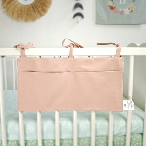 Baby Bedside Hanging Storage Bag - 2-Pocket Bedside Storage with High Capacity for Diapers & Essentials, Space-Saving Hanging Nursery Organizer 5 Colors Available (Pink) - color: Pink