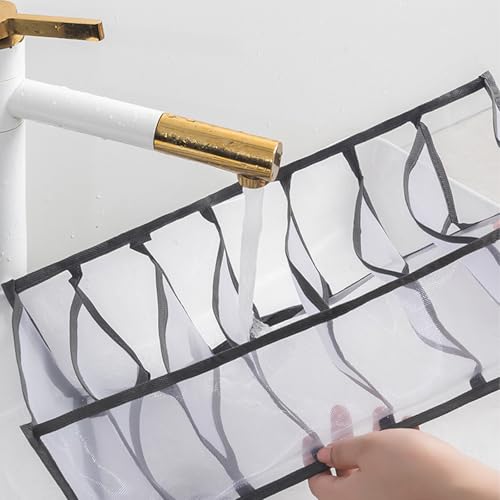 7-Compartment Underwear Storage Box with Breathable Nylon Mesh, Foldable Drawer Organizer for Socks, Lingerie, and Small Clothing Items - color: Grey, size: 7 Cell
