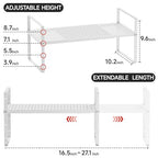 Expandable Cabinet Countertop Shelves 16.5-27’’L, Adjustable Metal Spice Rack Organizer, Stackable Kitchen Counter Storage Shelves Organizers for Cabinet Organization, White - size: 1Pack-Special-10.2''Wx(16.5-27'')Lx9.6''H-White