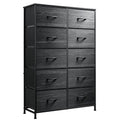 WLIVE Tall Dresser with 10 Drawers, Dressers & Chest of Drawers, Dresser for Closet, Bedroom, Hallway, Living Room, Entryway, Black - color: Charcoal Black Wood Grain Print