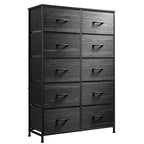 WLIVE Tall Dresser with 10 Drawers, Dressers & Chest of Drawers, Dresser for Closet, Bedroom, Hallway, Living Room, Entryway, Black - color: Charcoal Black Wood Grain Print