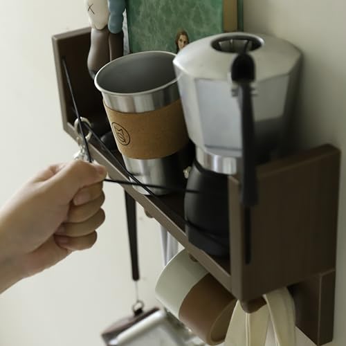 Entrance Coat Rack ，Coat Hooks, Wall-Mounted Wooden Hook Rack, Wall-Mounted Shelves are Very Suitable (Walnut Color Finish-B-1) - style: Walnut color finish-B-1