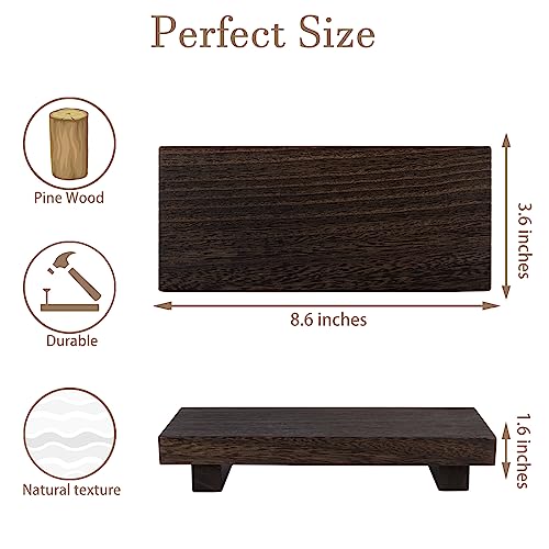 zoocatia Small Wood Tray Pedestal Stand Farmhouse Bathroom Decor Decorative Wooden Riser Kitchen Soap Dish Holder for Vanity, Counter, Sink, Dark Brown - color: Dark Brown, size: 8.7" x 3.6" x 1.6"