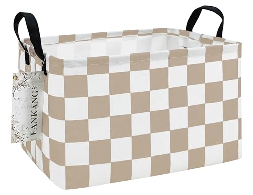 FANKANG Storage Bins,Nursery Hamper Canvas Laundry Basket Foldable with Waterproof PE Coating Storage Baskets for Boys and Girls, Office, Bedroom, Clothes,Toys(Rec-Beige flag ） - color: Rec-Beige flag