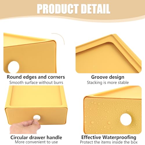 RETON 4 PCS Desktop Storage Drawers, Stackable Desk Organizer with Drawers, Large Capacity Desktop Storage Box for Office, School, Room, Dorm, Bathroom (4 Colors)