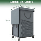 40 Gal(150L) High Grade Large Laundry Basket with Wheels, Rolling Laundry Hamper, Laundry Cart with Metal Frame and Removable Bag Design, Suitable for Laundry Room, Bedroom - color: Grey, size: 1 Section 150L