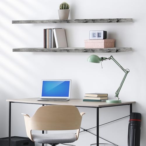 Sorbus Floating Shelves for Wall - 55 Inch Extra-Long Bathroom Shelves, Wall Decor for Bedroom, Kitchen, Living Room, Book Storage - Mounted Floating Shelf with Hidden Brackets (Gray, 2 Pack) - color: Grey, size: 55 Inch, style: 2 Pack