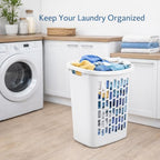 SKYREN Rectangular Plastic Laundry Hamper for Narrow Spaces, Open Top Clothes Basket, Slim Design Laundry Organizer for Bedroom, Bathroom or Closet, White