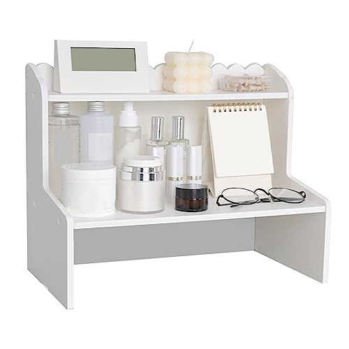 Desktop Organizer Office Desk Multi Layer Storage, Wood Display Shelf, Rack Mini Bookshelf Cosmetics Organizer (M)