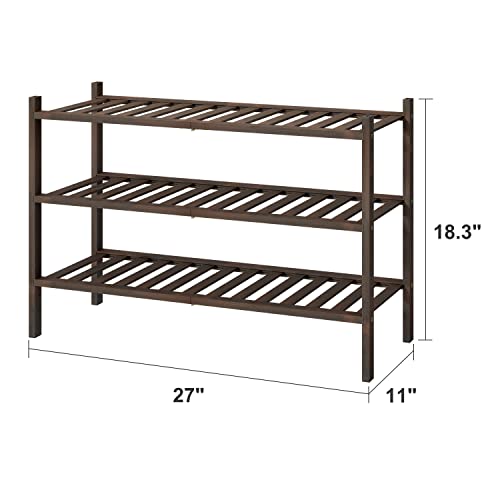 viewcare Shoe Rack for Closet, 3-Tier Bamboo Wood Shoe Racks, Stackable | Beautiful | Natural | Functional | Sturdy, Bamboo Shoe Rack for Entryway Hallway Closet - color: Brown, size: 3-Tier