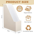 Feifeiya Magazine File Holder Set of 6 Stylish Sturdy Cardboard File Boxes Desk Organizer Beautiful Magazine Holder Rack with Gold Label Holder for Home Office Desktop Bookshelf Classroom(Beige) - color: Beige