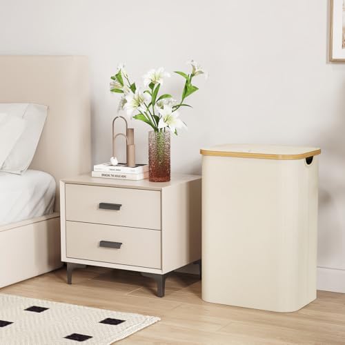 Lifewit 80L Laundry Basket with Lid, Clothes Hampers for Laundry with Bamboo Handles and 1 Removable Bag, Large Foldable Laundry Hamper for Bedroom, Bathroom, Dorm, Laundry Room, White - color: White, size: 80L