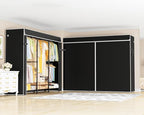 ULIFHOME E14C Pro Heavy Duty Closet Organizer System，Freestanding Clothing Racks for Hanging Clothes，Adjustable Garment Rack 70.1"W × 16.6"D × 76.4"H Hold 960 lbs，Black Rack with Black Dustproof Cover - color: Black Rack With Black Cover