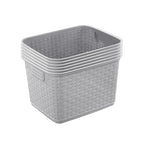 Sterilite 6-Pack Tall Weave Basket, Woven Plastic Storage Baskets for Organization, Cement Gray - Organizing Bin Containers with Handles for Bedroom, Bathroom, Dorm, Laundry Room, and Closet - size: 6 Pack