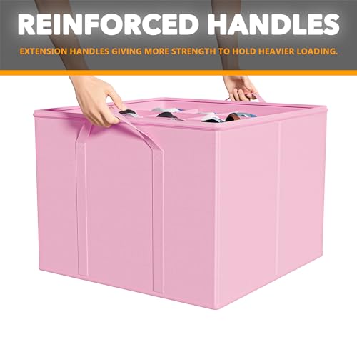 SpaceAid Shoe Organizer for Closet, 2 Pack Foldable Shoe Storage Containers Baskets Boxes Bins w/Adjustable Dividers, Fits 16-32 Pairs, Pink - color: Pink