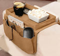Sofa Armrest Organizer with Spill-Resistant Drink Tray, Multi-Pocket Non-Slip Couch Arm Caddy for Remote Control, Phones, Snacks, Universal Fit for Sofa, Recliner & Armchair - color: coffee