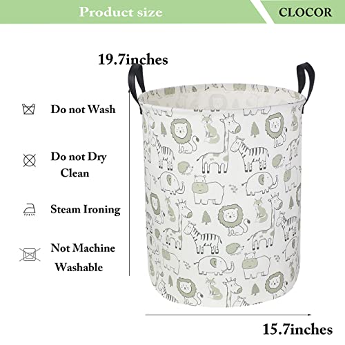 CLOCOR Baby Laundry Basket,Collapsible Kids Toys Storage Baskets,Nursery Hamper for Boys and Girls,Jungle Bedroom Decor,Gift Basket（Green Animals - color: Green Animals