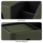 PU Leather Square Tissue Box Cover with Magnetic Closure, Tissue Holder with Storage Tray & Remote Control Organizer, for Nightstand, Living Room, Bathroom, Office Desk (Green Stripes) - color: Green Stripes