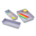 Welaxy Desk Drawer Organizer Bins with Modern Pattern Home Office Storage Bin Sturdy Small Sharrow Cozy Cubby Organize Box Gifts idea 3-Piece (Star) - color: Gray Star