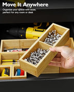 6PCS Desk Drawer Organizer Tray with 12 Compartments – Bamboo Office Storage Boxes Set for Junk Drawer Supplies, Utensils, Cosmetics, Jewelry and More - size: 12 Compartments
