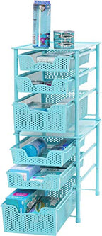 Simple Houseware Stackable 3 Tier Sliding Basket Organizer Drawer, Turquoise - color: Turquoise, size: 3-Tier