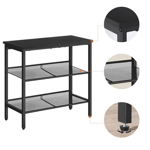 HOOBRO Black Side Table, 3-Tier Metal Side Table, Small Black Table with 2 Flat or Slant Adjustable Shelves for Small Spaces, Hallway, Living Room, Bedroom, Sturdy, Easy Assembly, Black BB23BZ01G1 - color: Black