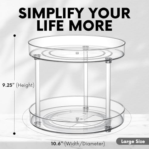 Clear Lazy Susan Organizer, Rotating Kitchen Pantry Organization and Storage, Medicine Cabinet Organizer, Lazy Susan Turntable Organizer for Cabinets, Bathroom, Refrigerator, Dresser, Spice Organizer - size: 10.6"
