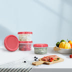 Jucaifu 8 Pack 8 Ounce reuseable small plastic freezer storage container jars with screw lid for food snacks lunch Red - color: Red(8PCS)