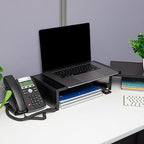 Mind Reader Dual Monitor Stand, Desktop Organizer, Laptop Riser, Office, MDF, 51.25"L x 9.25"W x 4.75"H, Black - color: Black