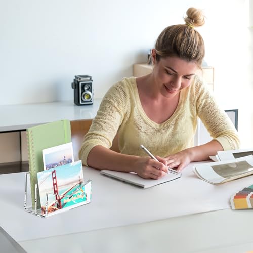 Mail Organizer Envelope Holder - 2 Compartments Clear Acrylic Mail Holder Countertop Vertical Desk Organizer Small File Bill Document Notebook Letter Sorter for Home School Office Supplies - color: Clear, size: 2 Compartments