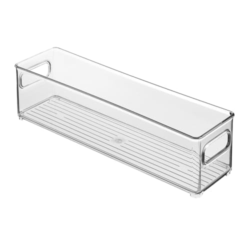 iDesign Stackable Fridge Bin with Handles - Ideal for Freezer or Pantry, Set of 2, Clear, Made in USA - style: Pack of 2