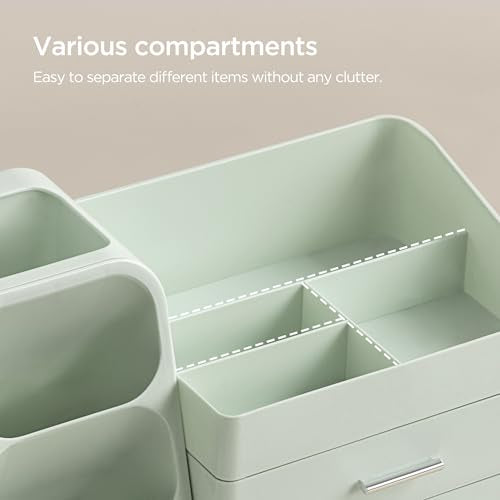 HBlife Makeup Organizer with Brush Holder for Vanity, Large Plastic Bathroom Countertop Organizer Skin Care Storage, Easy to Store Lipsticks, Nail Polishes, Perfumes, Eyeshadow Palettes, All Green - color: All Green, size: Large