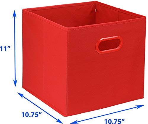 Simple Houseware Foldable Cube Storage Bins with Handles, 11-Inch, Red, 6-Pack, Fabric Cubes Organizer for Closet or Shelves - color: Red