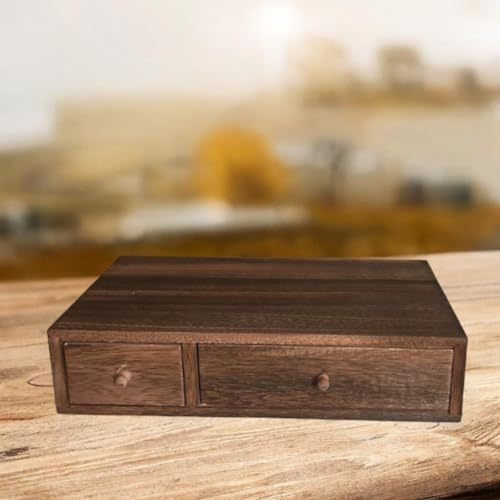 Wood Desktop Organizer Office Supplies Organizer with Drawer Versatile Cosmetic Organizer for Sticky Notes Stamps Paper Clips, 2 Drawer - color: 2 Drawer