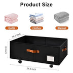 Freebat Under Bed Storage Organizer with Wheels, Underbed Container with Clear Lid Cover, Storage Bag Box with Visiable Window for Clothes, Bedsheet, Pillow, 2 Pack - size: 10 Inch