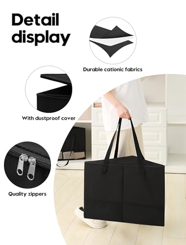 2 Pack Rigid Hanger Organizer, Triangle Storage Bin with Lid, Hanger Holder Stand for Space Saving, Clothes Organizer Stacker for Closet Laundry Rooms - color: Black