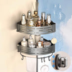 Onemake Corner Shower Caddy with Suction Cups, 2-Pack Removable Aluminum Wall Mounted Organizer Shelves Storage Rack with Towel Bar Portable Hook for Bathroom, Grey - style: 2 Tier-Gray-Triangle Caddies