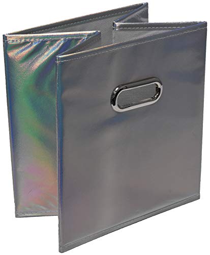 Handy Laundry 6-Pack Foldable Cube Storage Bins – Decorative Collapsible Organizer for Shelves, Closets, Underbed, Clothes, or Kids’ Toys (Shiny Silver) - color: Shiny Silver