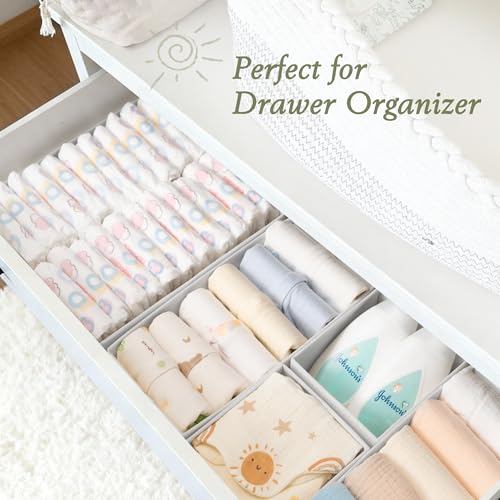 Criusia Drawer Organizers 18-Piece Set, Dresser Organizer for Baby Clothes, Foldable Closet Storage & Drawer Dividers for Underwear, Socks, Nursery, White - color: White