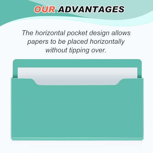 Fuutreo 6 Pcs Magnetic Wall File Organizer Magnetic Wall File Holder Refrigerator Magazine Holder for Mail Letters Paper(Aqua Green,Horizontal-large) - color: Aqua Green, size: Horizontal-Large