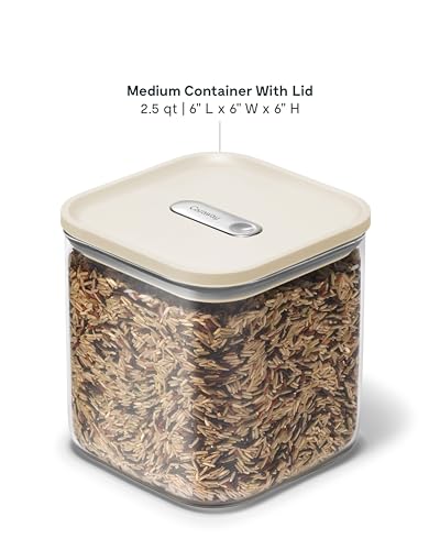 Caraway 2.5qt Glass Airtight Food Storage Container with Lid – Non-Toxic, BPA-Free Kitchen Storage Container – Stackable, Space-Saving Airtight Container for Dry Goods and More - Cream - color: Cream, size: 2.5qt Container