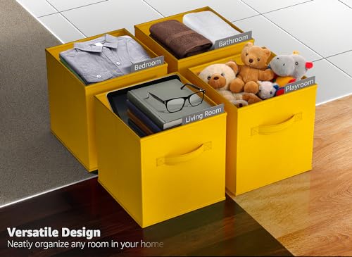 Sorbus Foldable Storage Cubes - 6 Fabric Baskets for Organizing Pantry, Shelf, Toy Box, Cubby, Closet Organizer - 11 Inch Collapsible Closet Organizers and Storage Bins (Dark Yellow 6 Pack) - color: Dark Yellow, size: 11 Inch