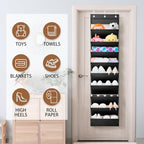 WERNNSAI Over the Door Shoe Organizer with Clear Curtain Dustproof, 9-Shelf Shoe Rack, Deep Pockets Large Hanging Shoes Rack for Closet Door Dorm Bedroom Guest Room Black